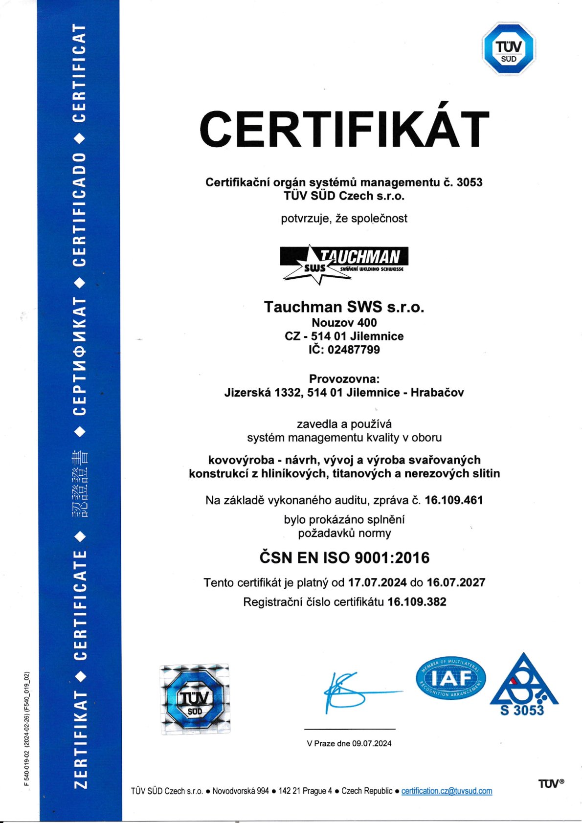 EN ISO 9001 CZ do 2027